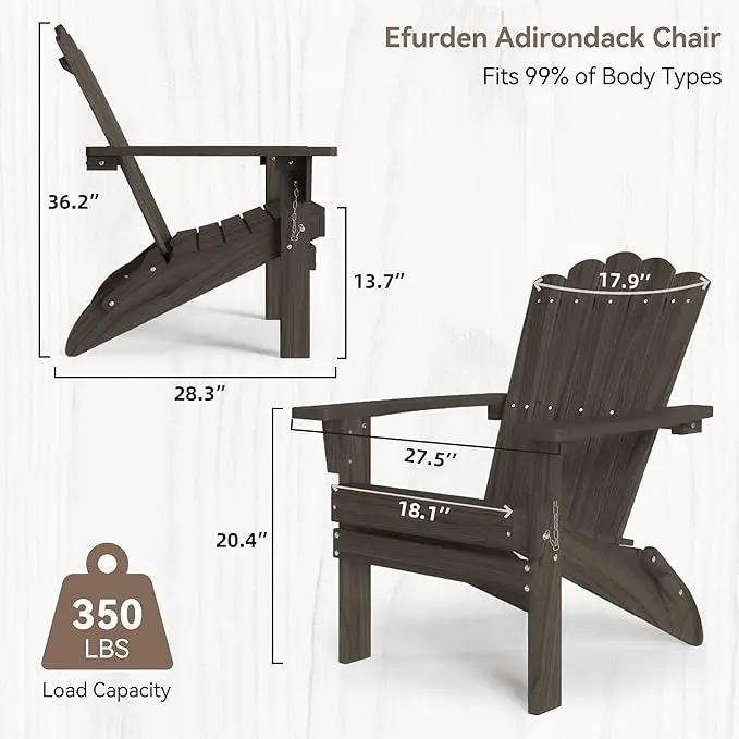 Folding HDPE Adirondack Chair, Weather-Resistant Patio Chair with Wide Armrests & High Backrest, Fire Pit Chair for Garden, Backyard, Porch - Dark Brown by GreenHaven Gardens