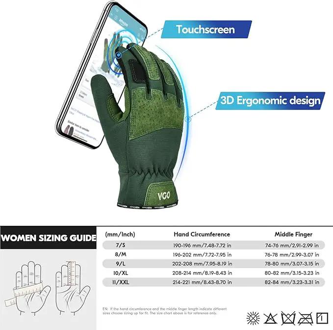 Vgo... Winter Gardening Gloves Women,Safety Work Gloves, Puncture-proof,Thornproof,Touchscreen(1 Pair,L,Green,SL7471FLWP) by GreenHaven Gardens