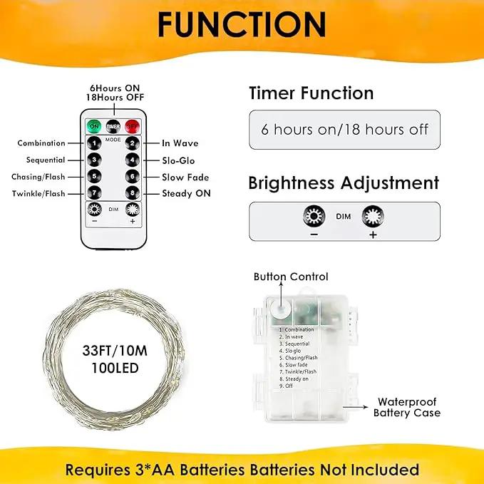 3Pack 99Ft 300LED Fairy Lights Battery Operated with Remote, Waterproof String Lights with Timer for Indoor & Outdoor, Twinkle Lights Battery Powered for Bedroom Wedding Christmas Decor (Warm White) by GreenHaven Gardens