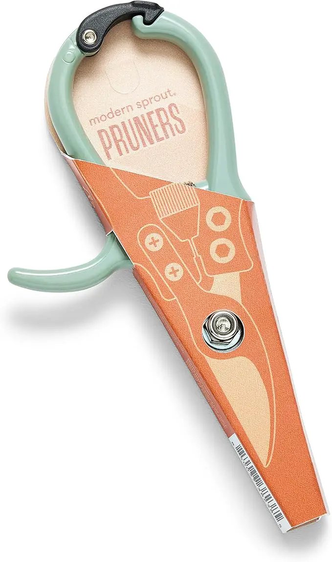 Modern Sprout Hand Pruners - Lightweight Pruning Shears W/Easy Lock- Gardening Scissors - Bypass Sharp Carbon Steel Blade - Rust Resistant - Garden Tools - Reusable Holster - Green by GreenHaven Gardens