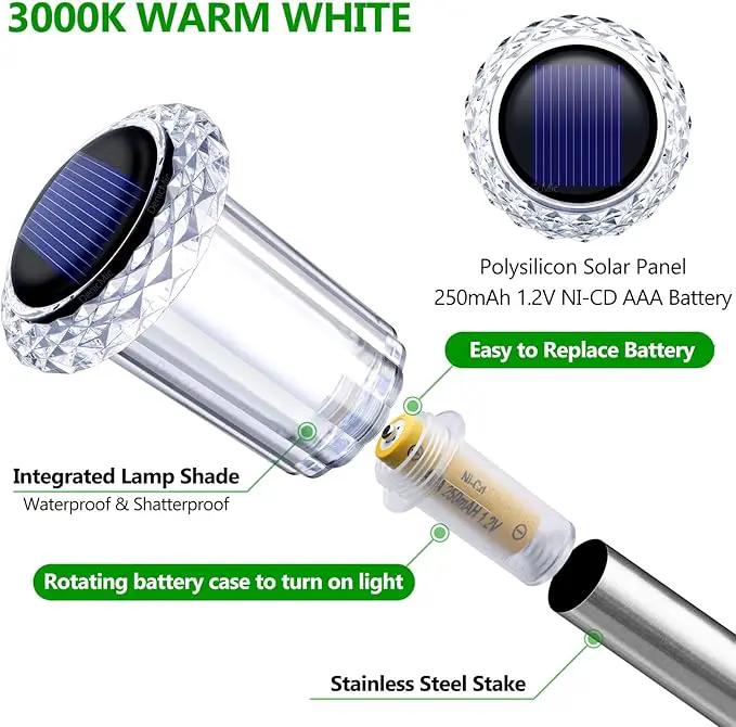 DenicMic Solar Lights Outdoor Pathway Lights 3000K LED Waterproof Acrylic Lamp Head Stainless Steel Stake for Yard Garden Landscape Path Walkway Driveway Patio Lawn (Warm White 10Pack) by GreenHaven Gardens