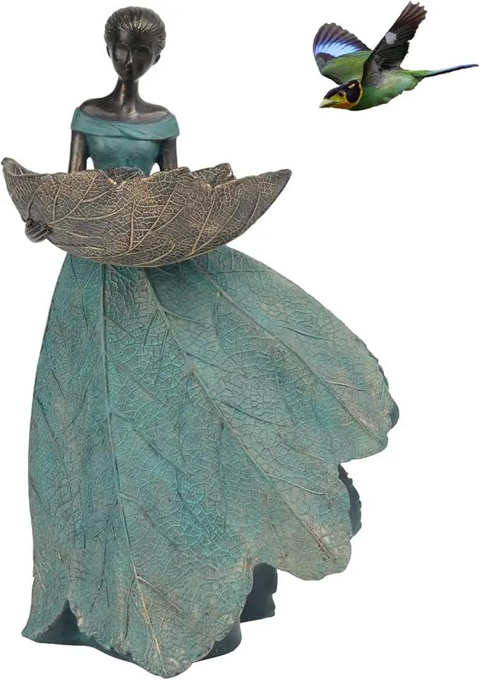 DiliComing Fairy Garden Statue Bird Feeder - 12 Inch Fairy Statue for Home Decoration, Resin Outdoor Statues for Garden Decoration, Best Bird Feeder Garden Gift for Women 12 x 7.5 x 5 Inch by GreenHaven Gardens