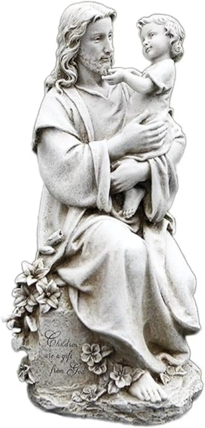 Avalon Gallery Garden Statue - Stone Resin Indoor/Outdoor Catholic Sculpture, 20" Tall, Jesus with Child by GreenHaven Gardens