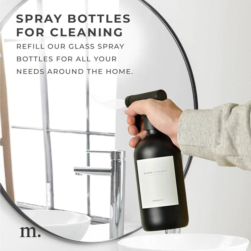 MaisoNovo Spray Bottle for Hair - 16.9 fl oz Black x 2 with 16 Labels by GreenHaven Gardens