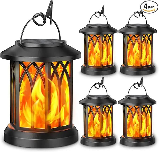 KOOPER 4 Pack Solar Lantern Outdoor Lights, Upgraded Flickering Flame Solar Lanterns Lights Outdoor Waterproof, Hanging Outdoor Solar Lanterns Lights, Solar Powered Lanterns for Yard Garden Decor by GreenHaven Gardens