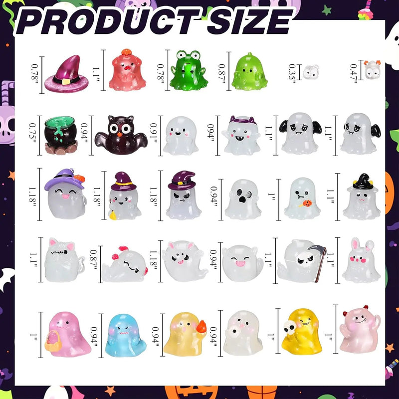 58 Pcs Halloween Luminous Mini Figures Glow in Dark Tiny Resin Figures Set Fairy House Diorama Accessories Halloween Pumpkin Ghost Skull Ornament for Garden Dollhouse Craft DIY (Wizard) by GreenHaven Gardens