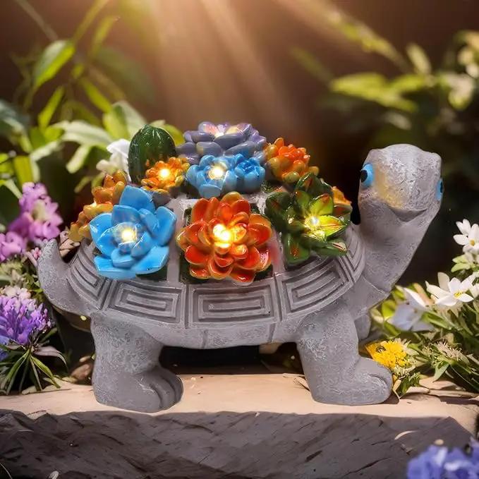 Solar Garden Turtle Statues 7 LED Lights Outdoor Decor Turtle with Succulent Resin Sculpture Patio Porch Balcony Yard Lawn Art Decor Birthday Gifts for Women Mom Grandma Housewarming Gifts by GreenHaven Gardens