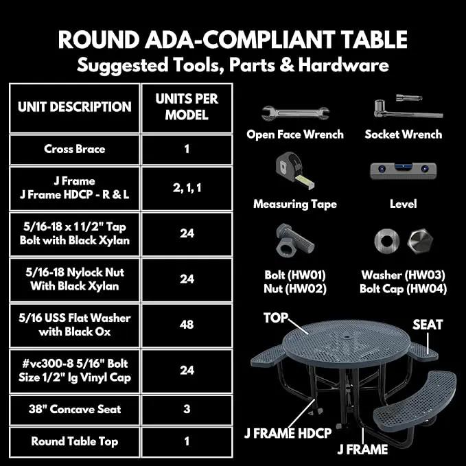 Coated Outdoor Furniture Heavy-Duty Portable ADA-Compliant Outdoor Picnic Table with Umbrella Hole, Expanded Metal Patio Dining Furniture Made in America (46" Round Top, Textured Red) by GreenHaven Gardens