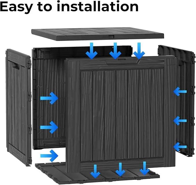 35 Gallon Outdoor Storage Box Waterproof Lockable Resin Deck Box Large, Patio Storage Bin for Pool Accessories Cushion Furniture, Garden Tools, UV-Resistant Outside Delivery Black by GreenHaven Gardens