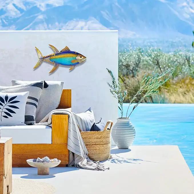 LIFFY Metal Fish Wall Decor Fish Metal Wall Art Hanging Metal Outdoor Wall Art for Outdoor Ocean Beach Sea Pool Decor by GreenHaven Gardens