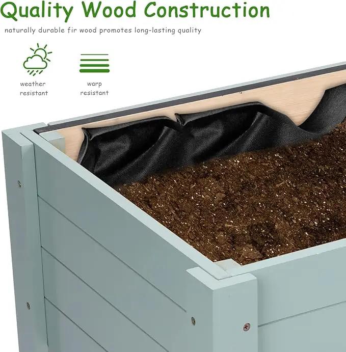 WONDER GARDEN Raised Garden Bed-Planters for Outdoor Plants - Wood Planter Boxes Outdoor for Kids with Legs and DIY Chalkboard for Vegetables Flower Herb by GreenHaven Gardens