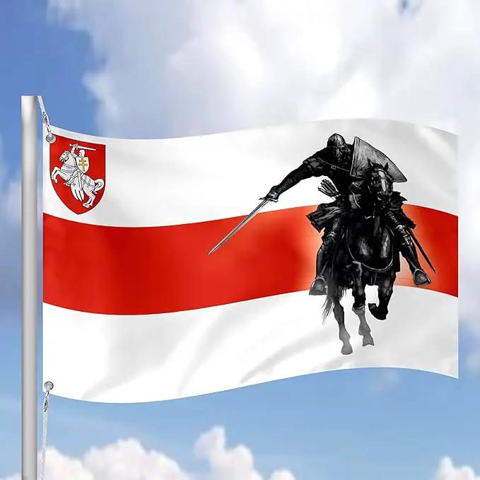 Belarus Knight Flag 3x5 Feet – Resistance Symbol with Knight On Horseback, Brass Grommets for Protests and Solidarity, Lightweight and Easy to Hang on Flagpoles, Built to Withstand Outdoor Conditions by GreenHaven Gardens