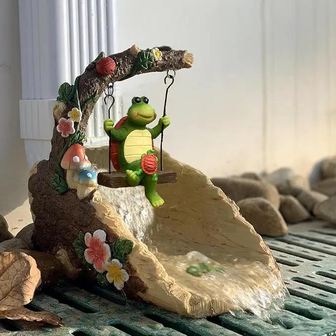 Tortoise On The Swing Gutter Downspout Extension Decoration,Rain Downspout Diverter Garden Statue,Decorative Gutter Extension,Downspout Splash Block,Animal Resin Statue Outdoor Décor by GreenHaven Gardens