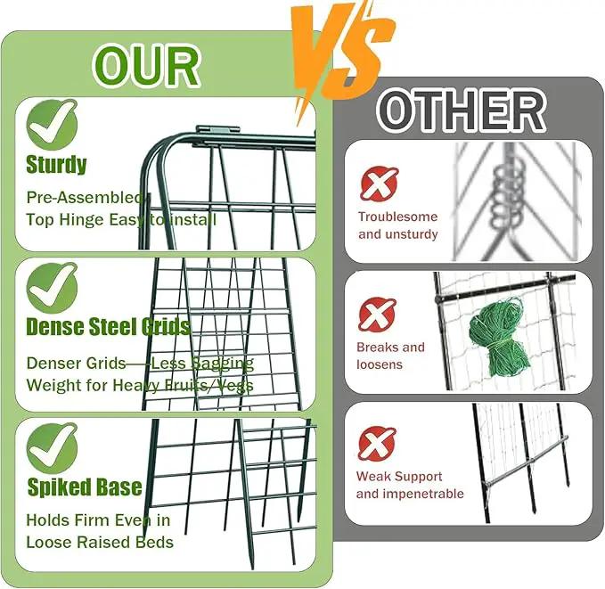 Heavy Duty 50"x17" Adjustable A-Frame Trellis for Climbing Plants – Rust-Proof Metal Garden Trellis with Dense Grid Design, Perfect for Raised Beds, Tomatoes, Cucumbers & Outdoor Vines (Green, 1 Pcs) by GreenHaven Gardens