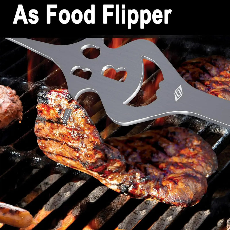 BBQ Grill Accessories for Gas Grill Charcoal Grill, 6 in 1 Grill Tools for Outdoor Barbecue Grill, 14 Inch Grill Utensils, Unique Gill Fork, Dad Gifts, Father's Day Gifts, Gifts for Men, Dad, Husband by GreenHaven Gardens