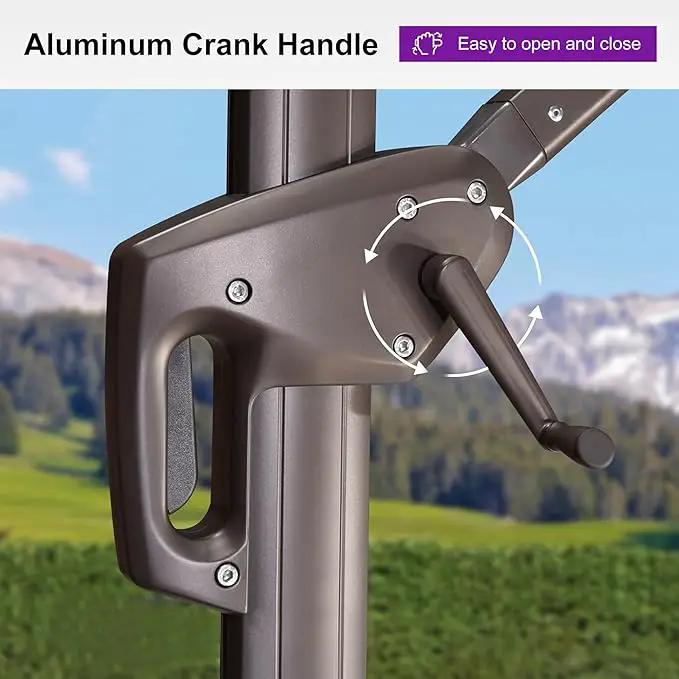 PURPLE LEAF 9' X 11.5' Rectangle Cantilever Umbrella Patio Umbrella Outdoor Aluminum Offset Hanging Umbrella with 360-degree Rotation for Pool Garden Backyard Deck, Green by GreenHaven Gardens