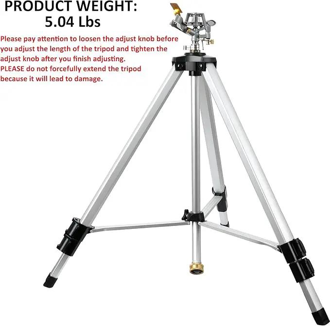STYDDI Heavy Duty Impact Sprinkler on Tripod Base, Extra Tall Metal Pulsating Telescoping Tripod Sprinkler for Large Area, Yard, Lawn, Garden, Waters up to 90 Ft. Diameter, Legs Extends Up to 50-inch by GreenHaven Gardens