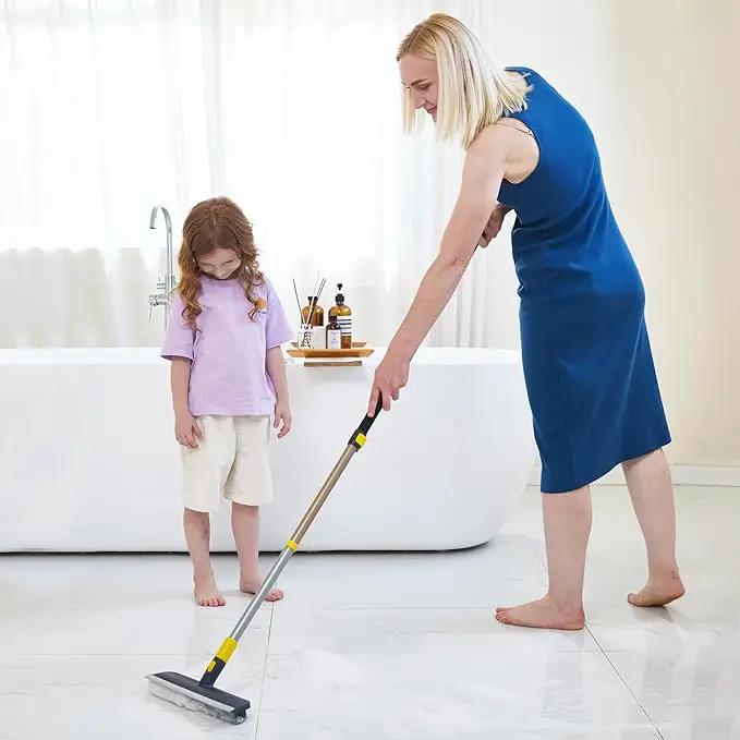 Yocada Floor Scrub Brush Telescopic Handle 2 in 1 Scrape Brush Stiff Bristle Shower Scrubber for Cleaning Patio Bathroom Garage Kitchen Wall Deck Tub Tile 55.9 inch Tall by GreenHaven Gardens