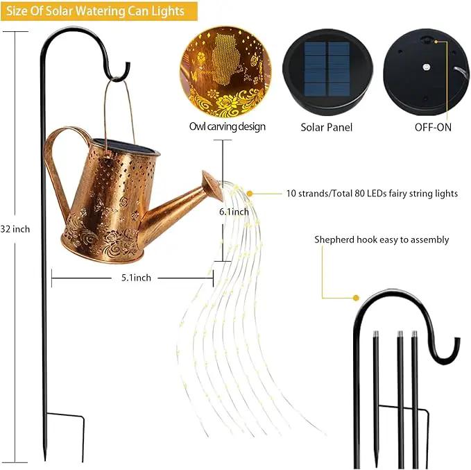 Solar Watering Can Lights, Unique Owl Gardening Gifts for Mom Women Grandma Birthday, Waterproof Large Hanging Solar Lantern for Outdoor Garden Patio Yard Pathway by GreenHaven Gardens