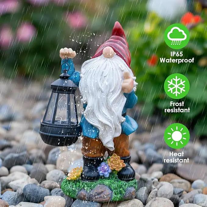 Solar Garden Statue Lights Gnome Figurine with Solar Lantern, Outdoor Garden Succulent Ornaments Waterproof Christmas Decoration for Outside Patio Yard Lawn Decor by GreenHaven Gardens