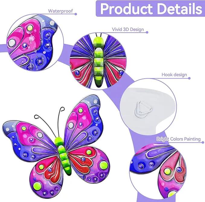ULENDIS 4 Pack Metal Butterfly Wall Decor, Outdoor Fence Wall Art Decor, Hanging Decoration for Garden Backyard Living Room Balcony Patio Indoor(B) by GreenHaven Gardens