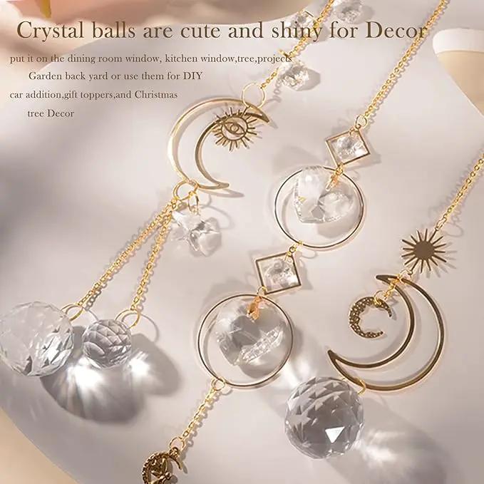 ilclviz Suncatcher Crystal Hanging Sun Catcher Prism with Chain Pendant Ornament Crystal Balls for Window by GreenHaven Gardens