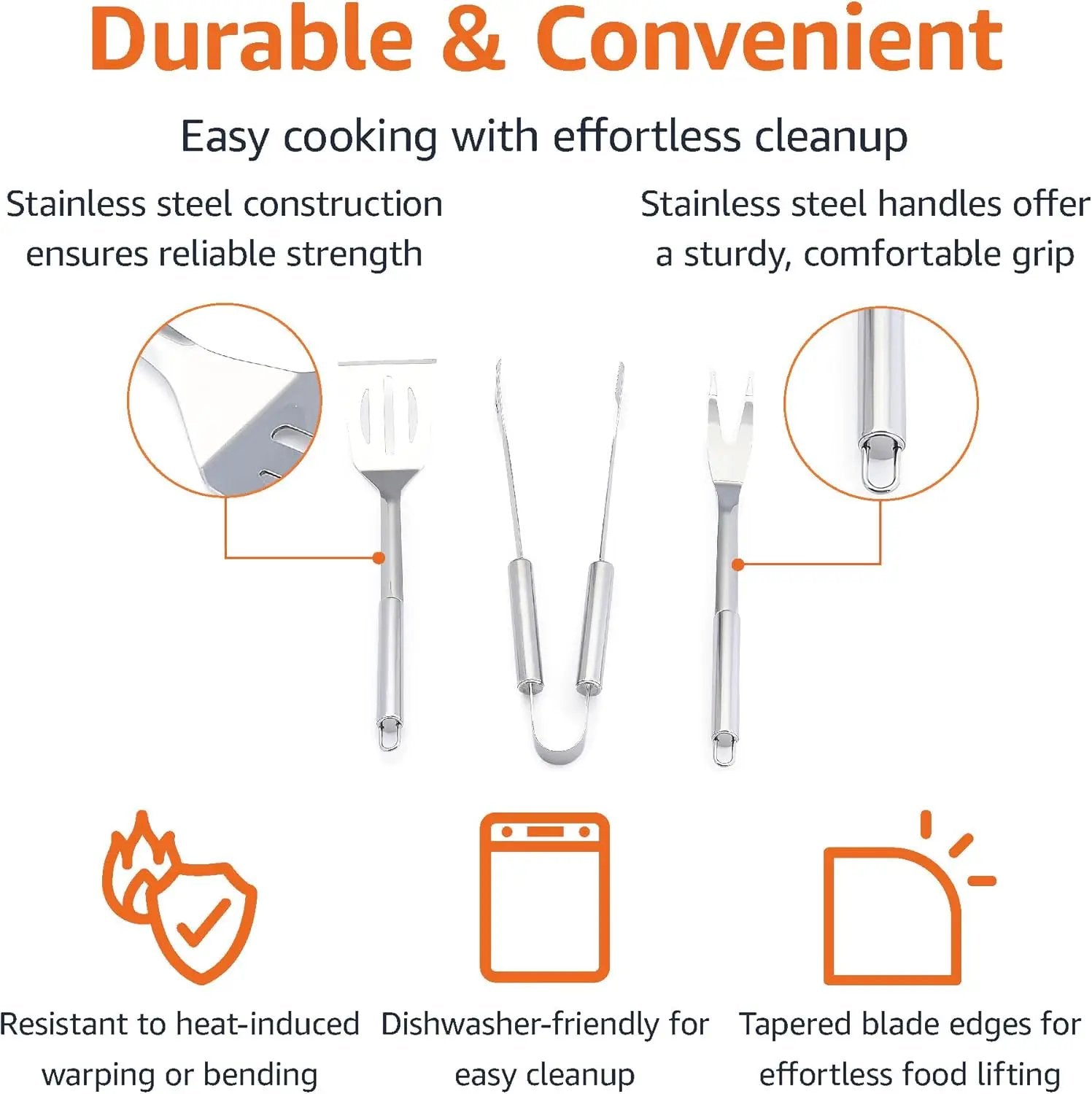 Amazon Basics 4-Piece Stainless Steel Barbeque Grilling Tool Set with Carry Bag by GreenHaven Gardens