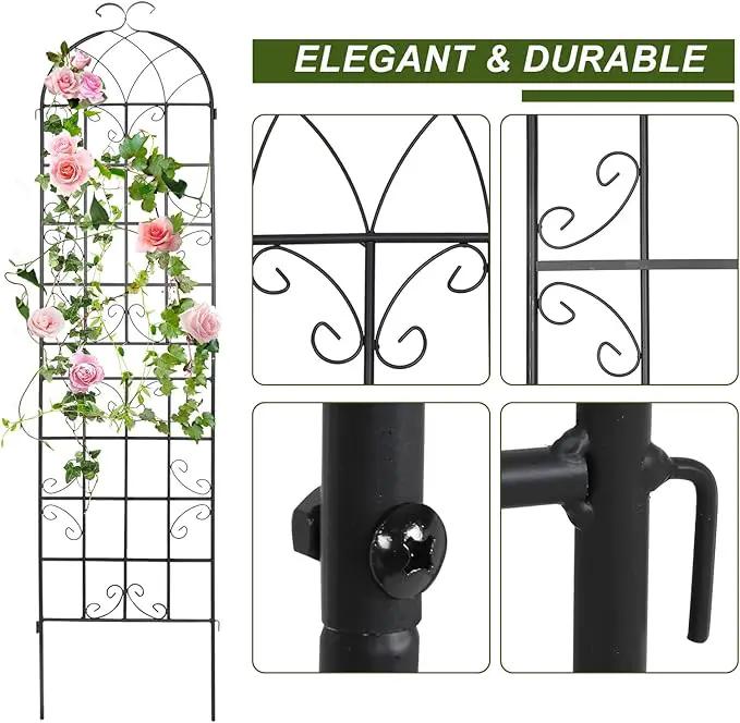 4 Pack Metal Garden Trellis 86.2x19.7inch for Climbing Plants,Rustproof Sturdy Black Steel Trellis Plants Support Outdoor for Outdoor Roses Vine Cucumbers Vegetables Flower Support by GreenHaven Gardens