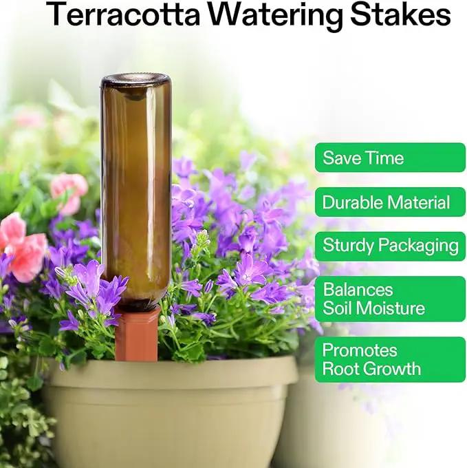 VIVOSUN 10Pcs Self-Watering Spikes, 7 Inch Hexagonal Terracotta Watering Stakes, Auto-Water Device, Planter Insert for Indoor & Outdoor Potted Plants, 10-Pack by GreenHaven Gardens