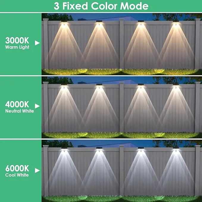 Derynome Solar Fence Outdoor Lights 8 Pack, 3 Color Modes IP45 Waterproof Solar Lights for Outside, Backyard, Railing, Step, Pool, Patio & Wall, Easy Install (3000K/4000K/6000K, 8 Pack) by GreenHaven Gardens