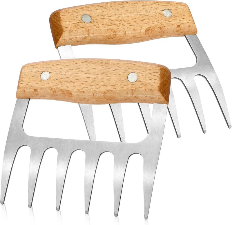 2 PCS Meat Shredder Claws, Stainless Steel Meat Claws, Metal Pulled Pork with Handle Turkey Pork Chicken Shredder Tool Accessories for Men Grilling Cooking BBQ Serving by GreenHaven Gardens