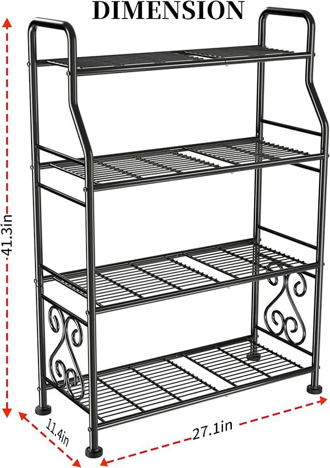 GIOTORENT Plant Stand Outdoor Indoor 4 Tier Metal Waterproof - 41.3" Plant Shelf for Patio, Balcony, Living Room, Large Capacity Tiered Plant Rack, Black by GreenHaven Gardens