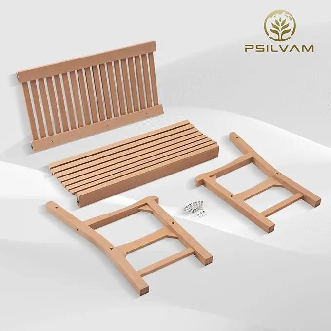 Psilvam 2-Person Poly Lumber Outdoor Bench with 700 Lbs Weight Capacity – Weatherproof Garden Seating for, Balcony Porch & Park, All-Weather Fade-Resistant Patio Furniture (Teak Color) by GreenHaven Gardens