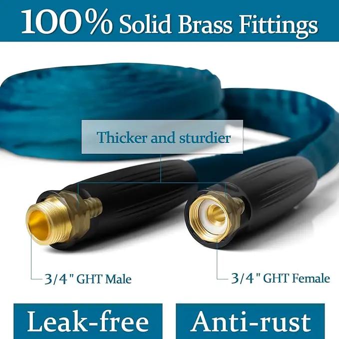 Garden Hose 25ft, Made of TPE(Not PVC), Ultra-Light & Flexible Water Hose with Solid Brass Fittings, Non-Shrinking, Easy to Storage, Drinking Water Safe Material, All-weather, SeaBlue by GreenHaven Gardens