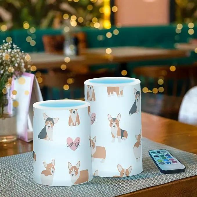 Vdsrup Flameless Candles Set of 2 Funny Welsh Corgi LED Candles with Timer Battery Operated Dog Candle Lights Flickering with Remote for Home Bedroom Decor by GreenHaven Gardens