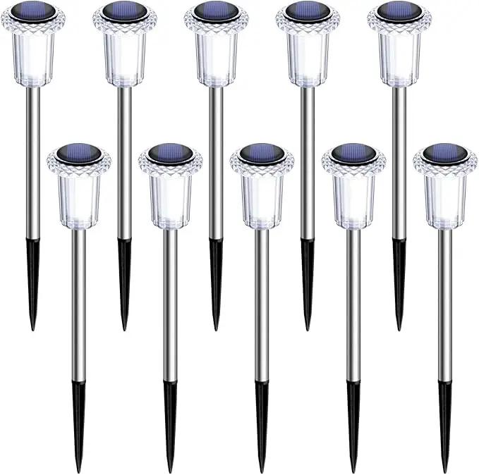 DenicMic Solar Lights Outdoor Pathway Lights 3000K LED Waterproof Acrylic Lamp Head Stainless Steel Stake for Yard Garden Landscape Path Walkway Driveway Patio Lawn (Warm White 10Pack) by GreenHaven Gardens