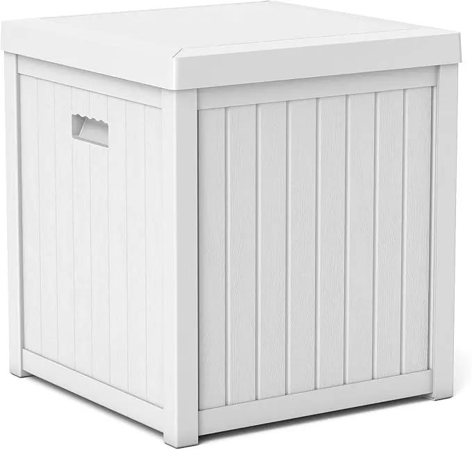 51 Gallon Resin Deck Box, Outdoor Storage Box Waterproof for Patio, Garden, Pool, and Deck, Storage Solution for Cushions, Tools, Delivery Packages, White by GreenHaven Gardens