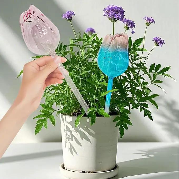 2 PC Glass Water Globes for Plants, Self-Watering Plant Device Plant Watering Globes Tulips Insert Spikes Drip Devices for Indoor & Outdoor Plants by GreenHaven Gardens
