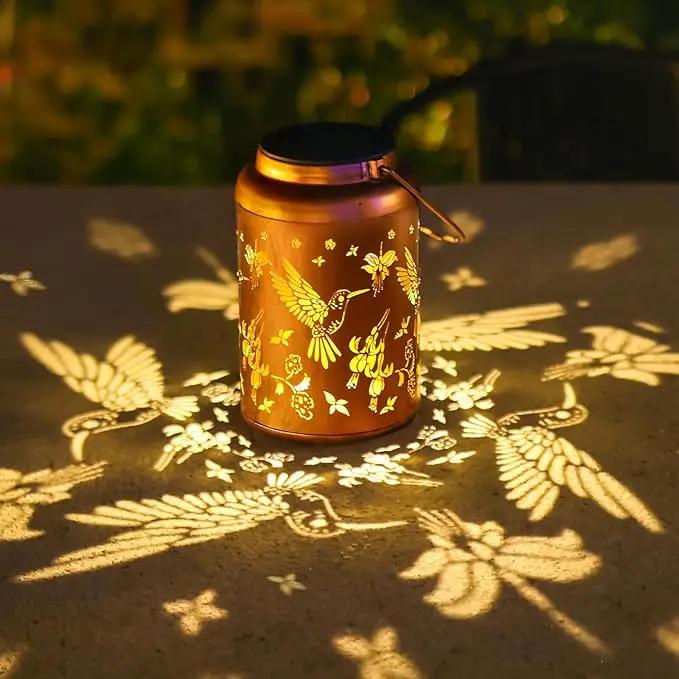 Hummingbird Solar Lanterns Outdoor Waterproof Hanging Solar Lights Metal Decor Lantern LED Light Christmas Decorative for Garden,Patio,Yard,Lawn,Backyard,Front,Porch as Holiday Gifts for Women Mom by GreenHaven Gardens