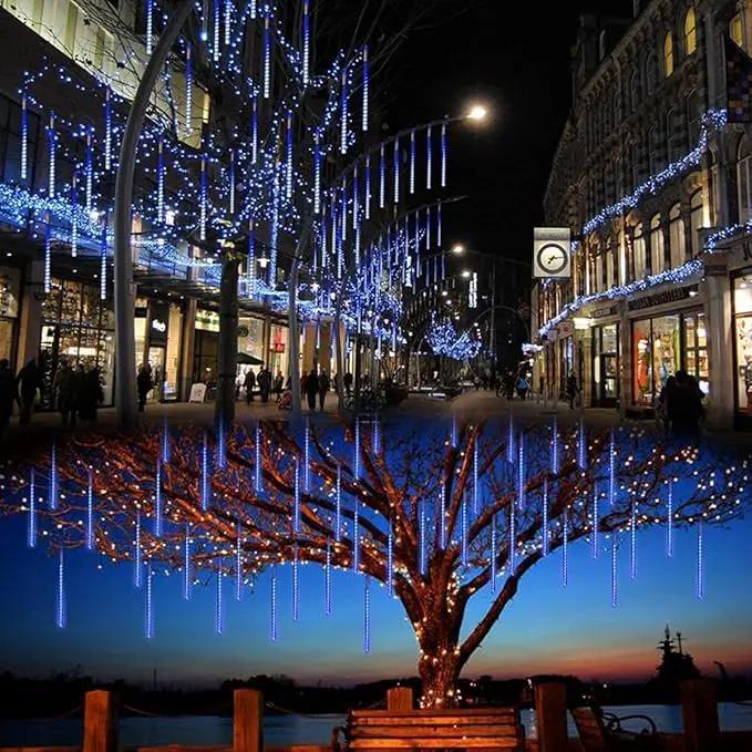 LED Meteor Shower Solar Lights Outdoor, Waterproof Garden Lights 30cm 10 Tubes 360LEDs Falling Lights Raindrop Lights,Holiday Party Wedding Christmas Tree Decoration String Lights (Blue) by GreenHaven Gardens