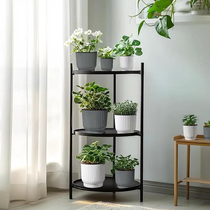 T4U 6 Inch Self Watering Pots for Indoor Plants, 6 Pack Planters for Indoor Plants, Durable Plastic Charcoal Gray Pots for Indoor Plants, African Violets, Flower by GreenHaven Gardens