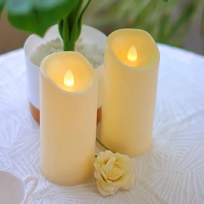 CANDLE CHOICE Waterproof Outdoor Battery Operated Flameless Candles with Timer Flickering Plastic Resin Electric LED Pillar Lights for Lantern Patio Garden Wedding Party Decorations 3x7 Inches 2 Pack by GreenHaven Gardens