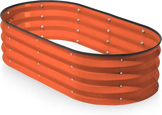 Galvanized Raised Garden Beds Outdoor // 4×2×1 ft Planter Raised Beds for Gardening, Vegetables, Flowers (Orange) // Large Metal Garden Box by GreenHaven Gardens