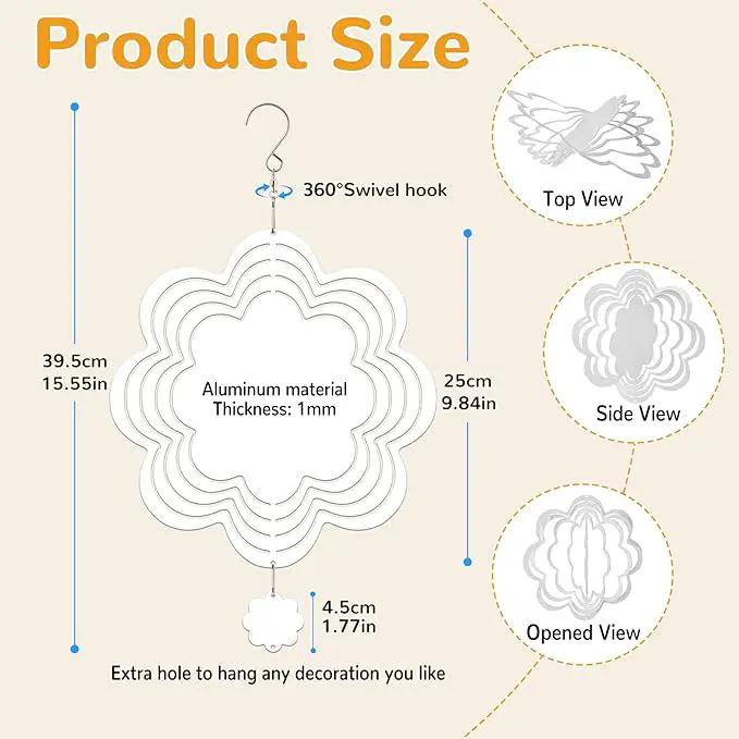 Sublimation Wind Spinner Blanks, 8 Pack 10 Inch 3D Aluminum Metal Hanging Wind Spinner Bulk for Garden Yard Outdoor, Window Porch Decoration for Heat Press Transfer DIY (16. Luchy-flower-8pcs) by GreenHaven Gardens