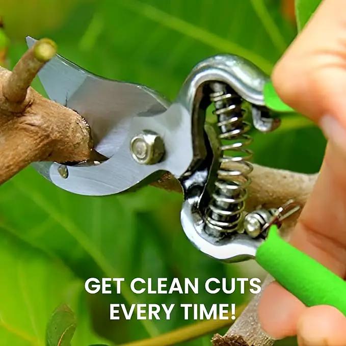 GARDEN GURU Classic Bypass Pruning Shears Clippers – Heavy Duty Forged Steel Garden Pruners – Safety Lock – Non Slip Comfort Grips – Cuts up to 1” Diameter – Professional Bypass Pruners for Gardening by GreenHaven Gardens