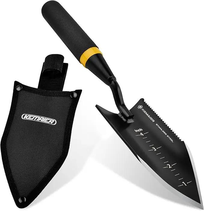 Heavy - Duty Trowel Garden Tool - Stainless Steel Serrated Hand Shovel for Effortless Digging, Weed Control, and Precise Bulb Planting with Included Sheath by GreenHaven Gardens