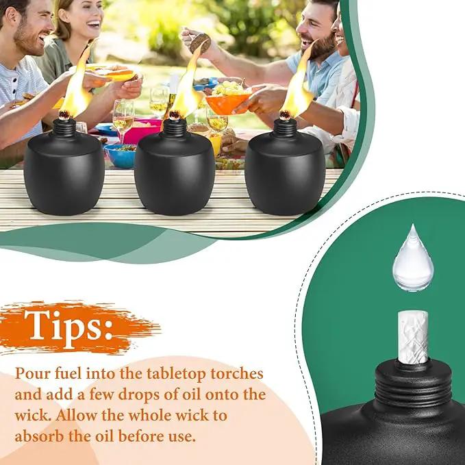 4-Pack Citronella Tabletop Torches, MQKIWAO 21 oz Table Top Torches for Outdoor, Metal Oil Burner Candles, Garden Torches with Fiberglass Wick for Yard, Patio, Deck, Garden, Party, Landscape by GreenHaven Gardens