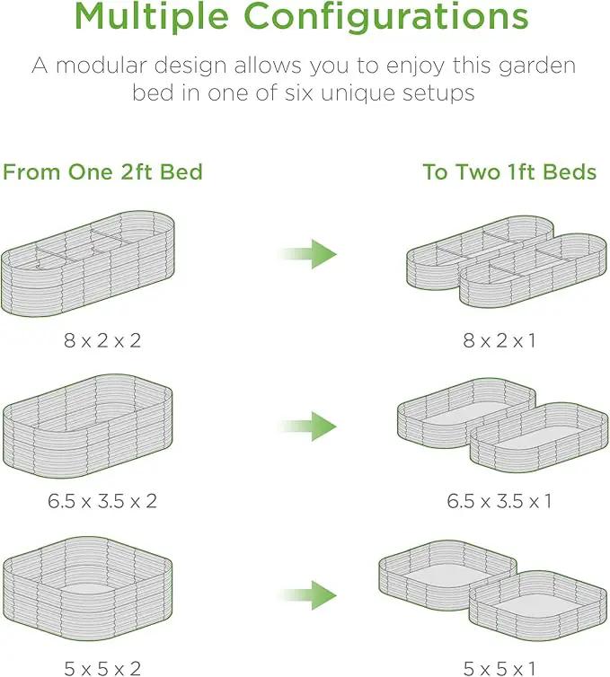 Best Choice Products 8x2x2ft Metal Raised Garden Bed, Oval Outdoor Deep Root Planter Box for Vegetables, Herbs w/ 4 Support Bars, 215 Gal Capacity - Charcoal by GreenHaven Gardens