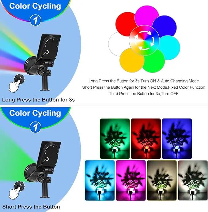 T-SUN Solar Spotlights for Outsides, Christmas Solar Lights Outdoor Waterproof, Color Changing Solar Landscape Spotlights, Auto ON/Off Solar Garden Pond Light for Yard, Trees, Driveway, Patio(4 Pack) by GreenHaven Gardens