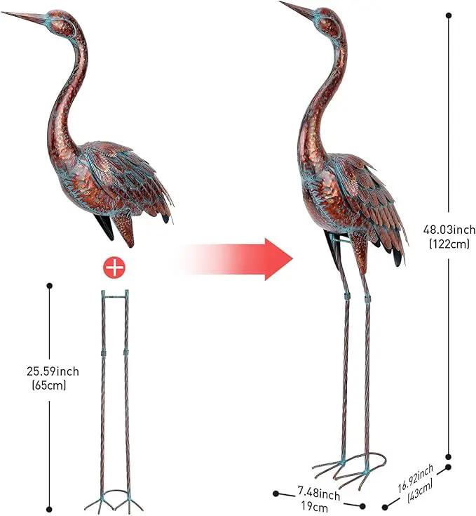 chisheen Outdoor Garden Crane Statues and Sculptures Metal Yard Art Statue for Garden Decoration Large Size (2) by GreenHaven Gardens